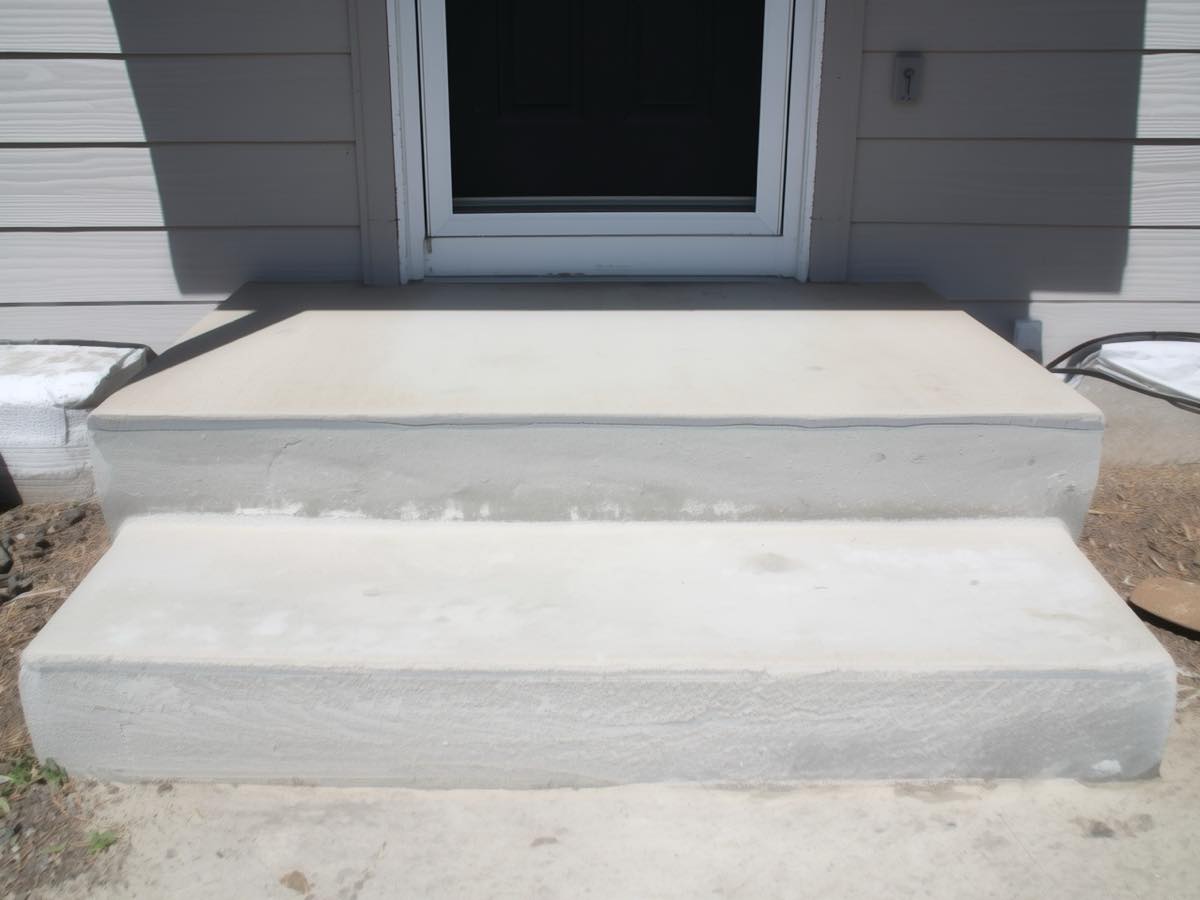 Front stoop sitting level and tight against the house after repair